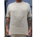 Jokeren T-shirt | Timmi Oneliner Mensah Kunstprint, elfenbensfarvet og grå