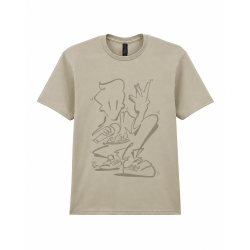 Jokeren T-shirt | Timmi Oneliner Mensah Kunstprint, elfenbensfarvet og grå